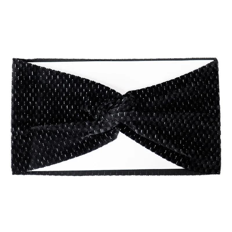 Twisted Wide Velvet Headband Black