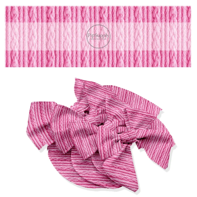 Vintage Pink Sweater Hair Bow Strips