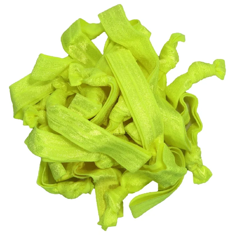 Neon Yellow Ribbon Hair Ties - 20 Pack