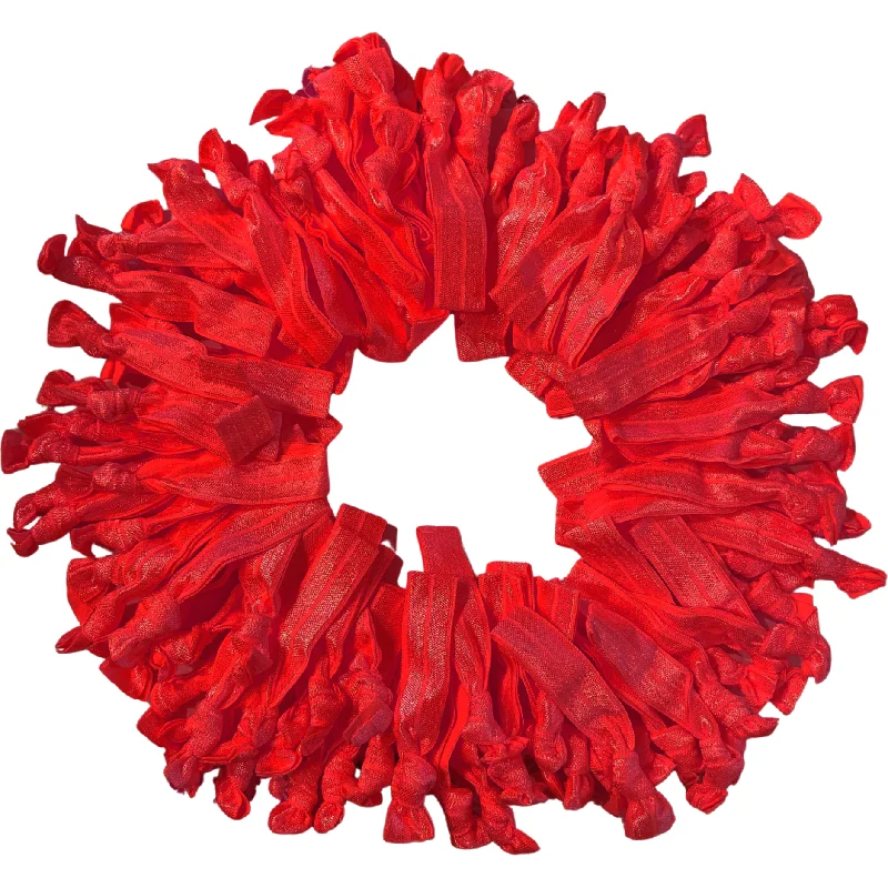 Red Ribbon Hair Ties - 100 Pack