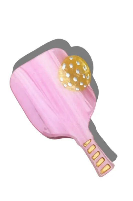 Hand-Painted Pink Pickleball Claw Clip