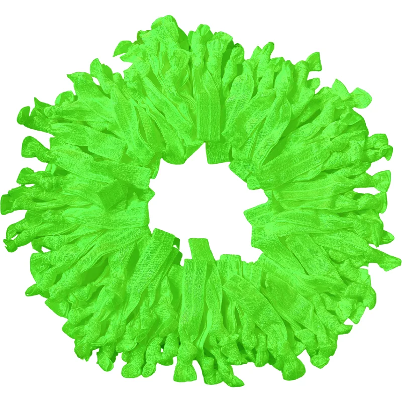 Neon Green Ribbon Hair Ties - 100 Pack