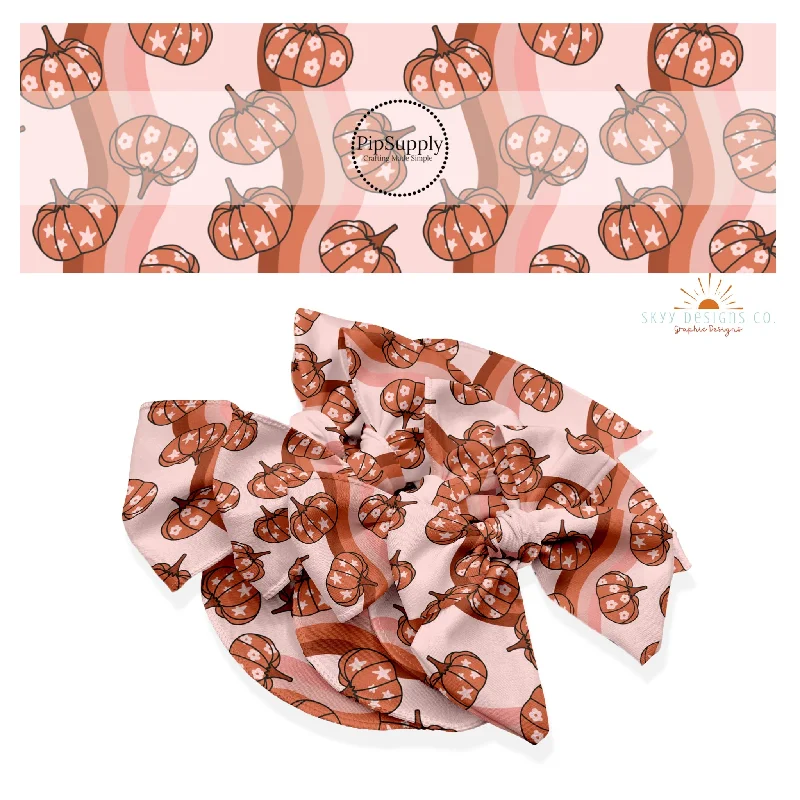 Daisy Wavy Pumpkins Hair Bow Strips