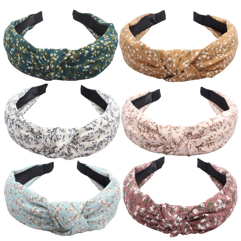 Wholesale Fabric Printed Cross Knotted Headbands