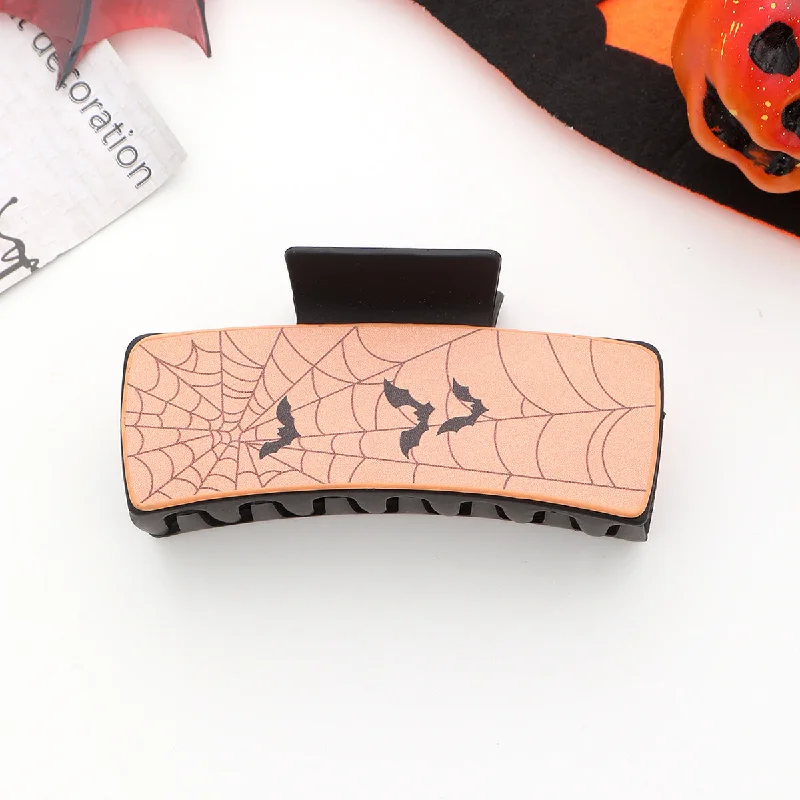 Wholesale Wood Grain Spider Web Bat Leather Hair Clip