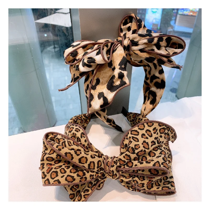 Wholesale Vintage Leopard Print Multi-layer Bow Headband