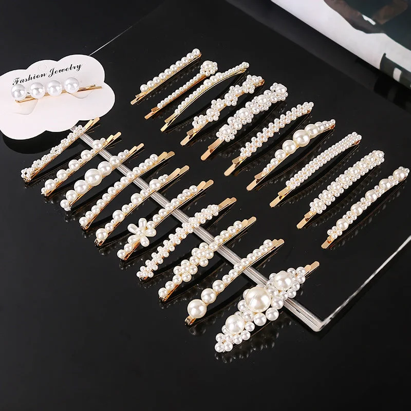 Wholesale Love Pearl Bow Line Hair Clips