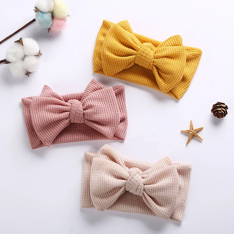 Wholesale Big Bow Baby Double Layer Waffle Headband