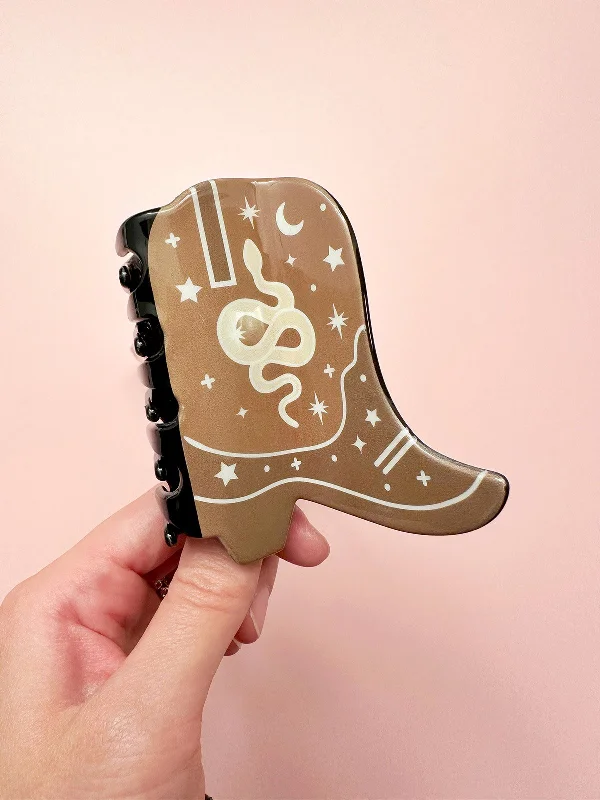 Brown Snake Cowgirl Boot Hair Claw