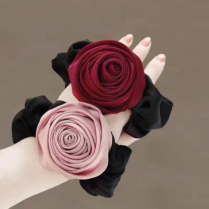 Wholesale Rose Fabric Large Intestine Hair Tie