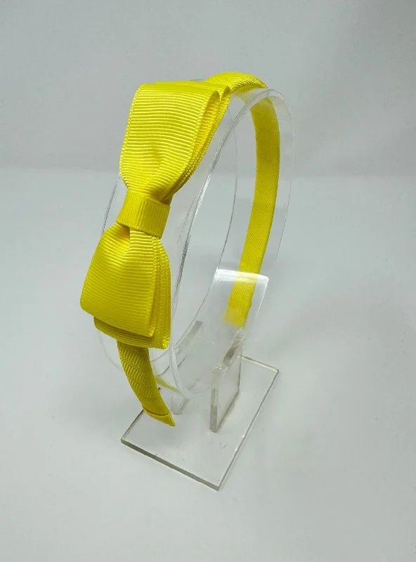 3 Inch Flat Bow Alice Band - Lemon