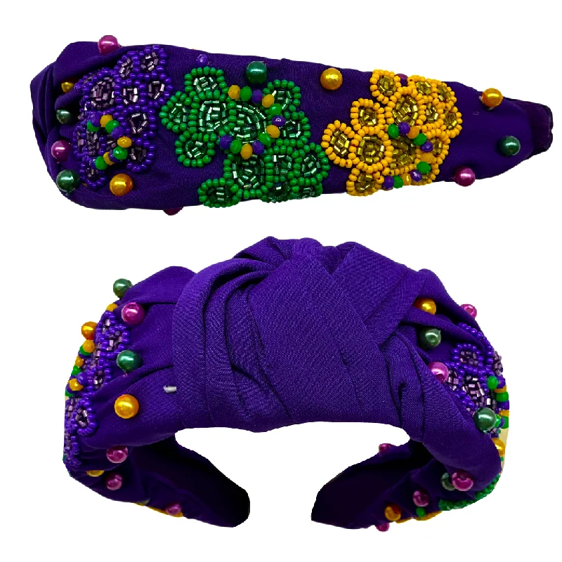 Purple Bead Dog Knot Headband (Each)