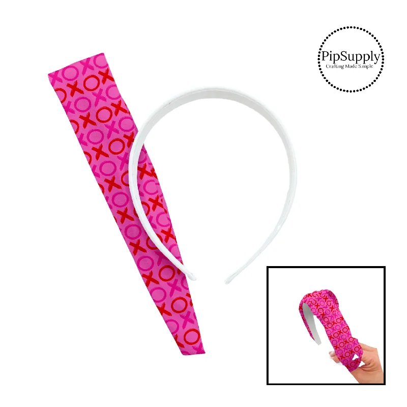 Magenta and Red XO's on Pink DIY Knotted Headband Kit