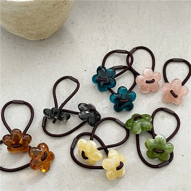 Wholesale Flower Fashion Beads Acrylic Hair Scrunchies