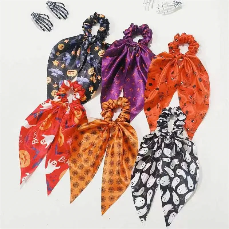 Wholesale Halloween Funny Ghost Skull Pumpkin Versatile Fabric Ribbon Scarf Headband