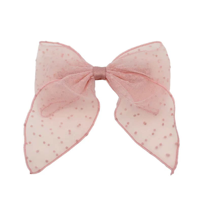 Bow Barrette in Sheer Baby Mauve