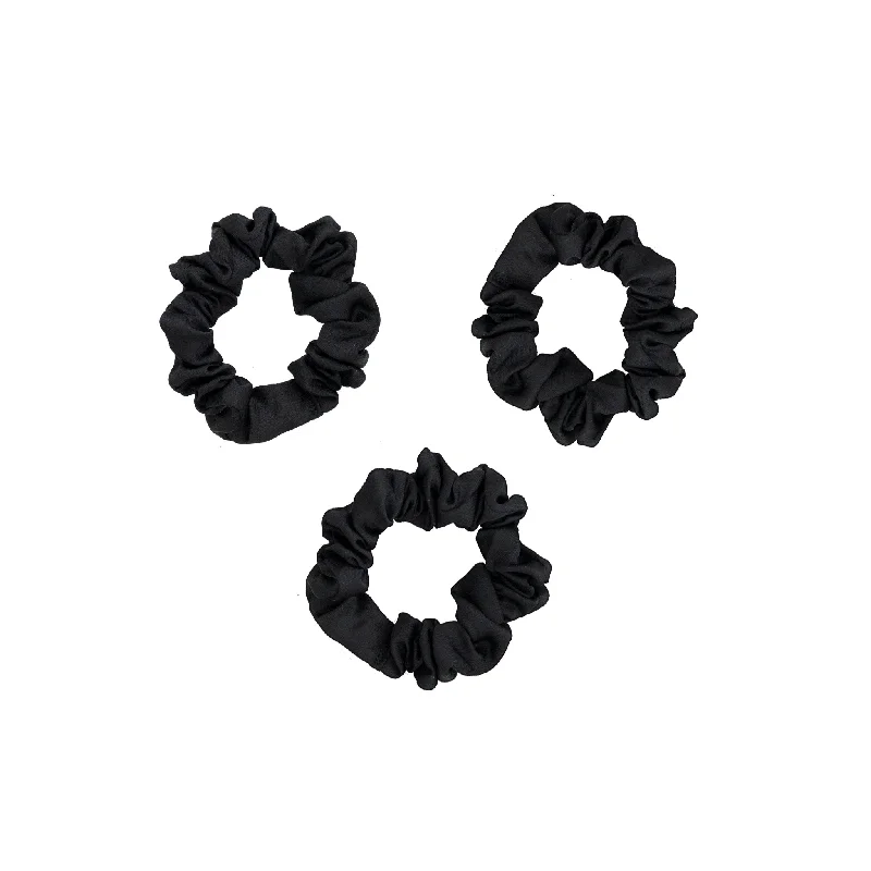 Black Satin Scrunchies 3-Pack