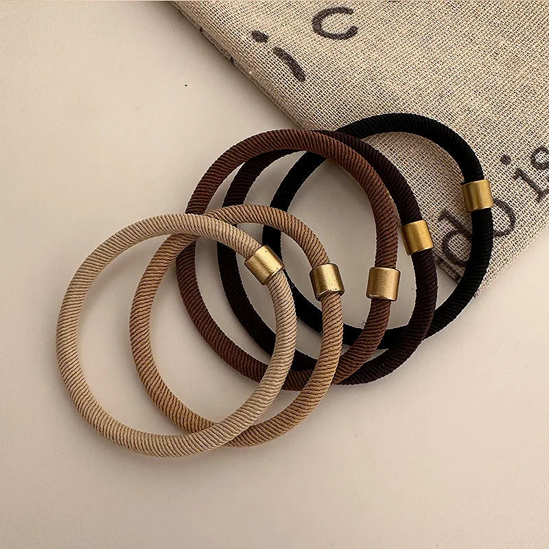 Wholesale High Elastic Brown Threaded Gold Bead Hairband