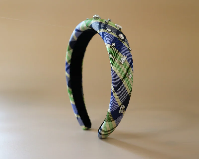 OG Headband Blue Green Check