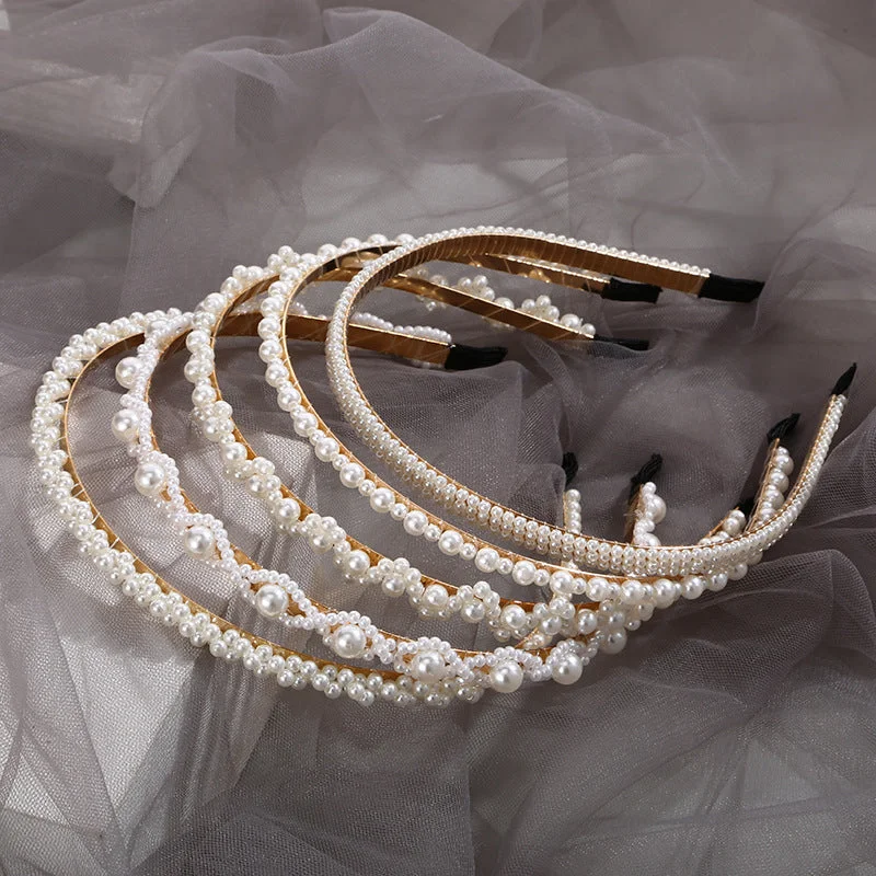 Wholesale Bridal Hand Braided Knotted Pearl Headbands