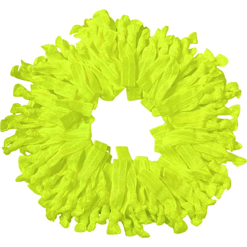 Neon Yellow Ribbon Hair Ties - 100 Pack