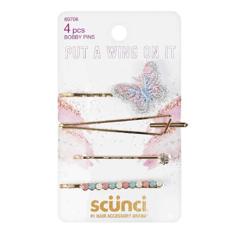 Scunci Butterfly Bobby Pin 4pcs