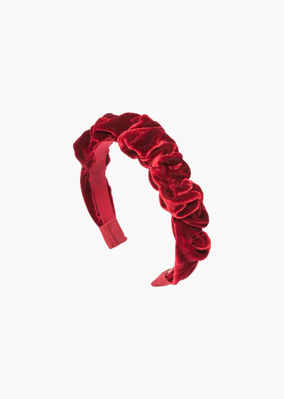 Lia Headband in Velvet -- Ruby