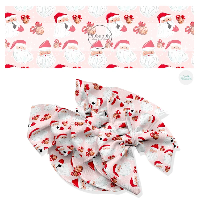 Santa Bells Pale Pink Hair Bow Strips