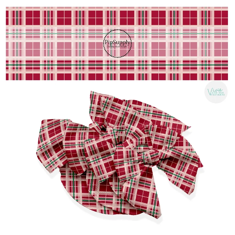 Traditional Christmas Plaid Hair Bow Strips