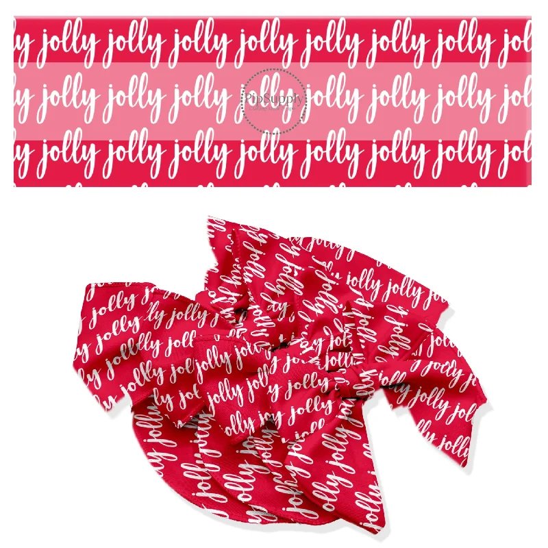 Cranberry Cursive Jolly Hair Bow Strips