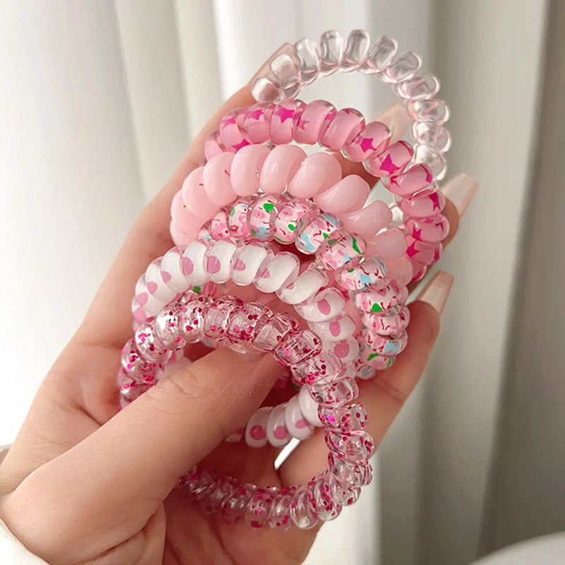 Wholesale Sweet Color Simple No-Trace No-Damage Elastic Band Telephone Line Hair Scrunchies