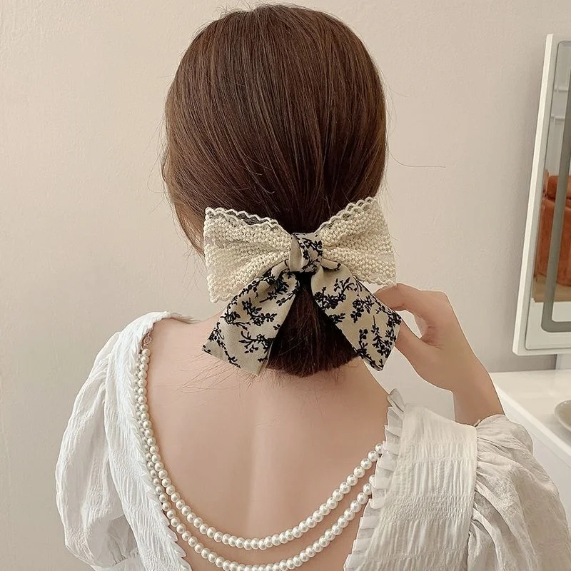 Wholesale Soufflé Letter Bow Lace Hair Clip