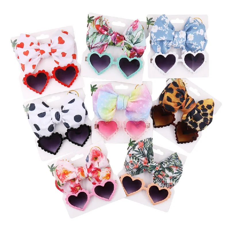 Wholesale Baby Summer Polyester Printed Headband Sun Lens Strap Set