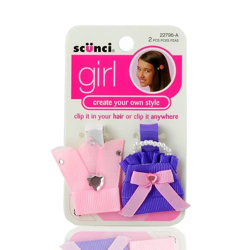 SCUNCI Girl Ribbon Hair Clip 2Pcs