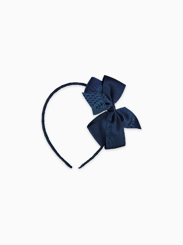 Navy Blue Big Bow Girl Headband