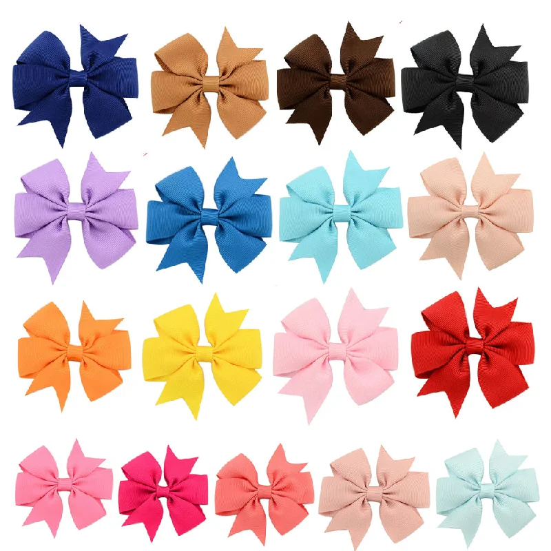 Wholesale 10pcs Handmade Baby Dovetail V Ribbed Ribbon Bow Hairpin