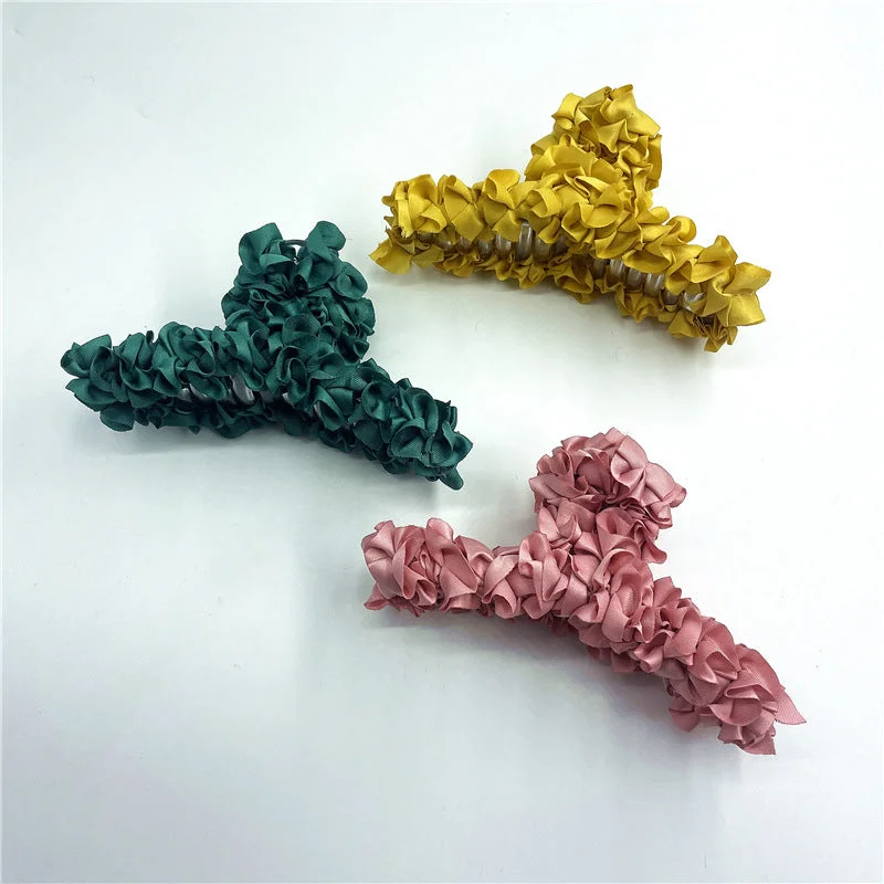 Wholesale Lace Candy Color Claw Clip Large Shark Clip Plastic Hair Clip Pastoral Style Hair Claw