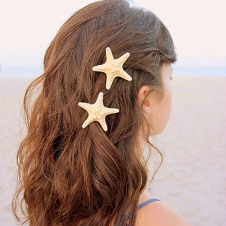 Wholesale Beach Natural Starfish Fabric Hair Clips