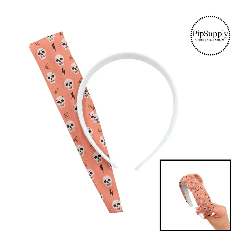 Lightning Skulls Peachy Pink DIY Knotted Headband Kit