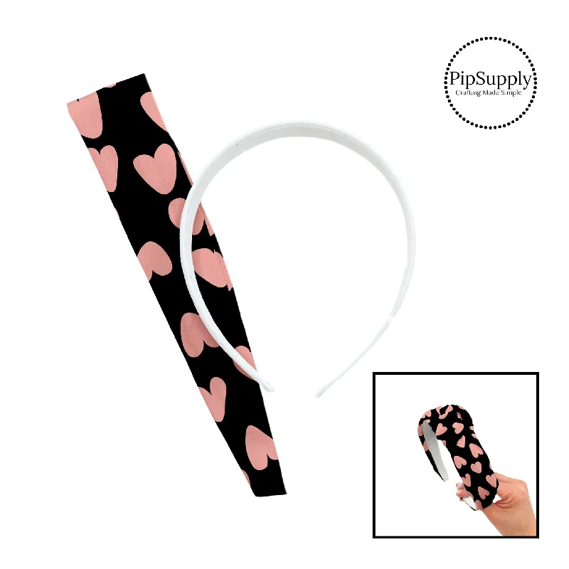 Black with Pink Leopard Hearts DIY Knotted Headband Kit