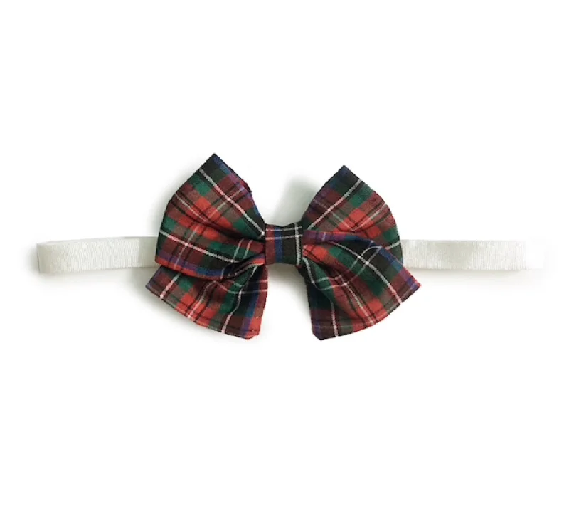 Tartan School Bow Headband - Red