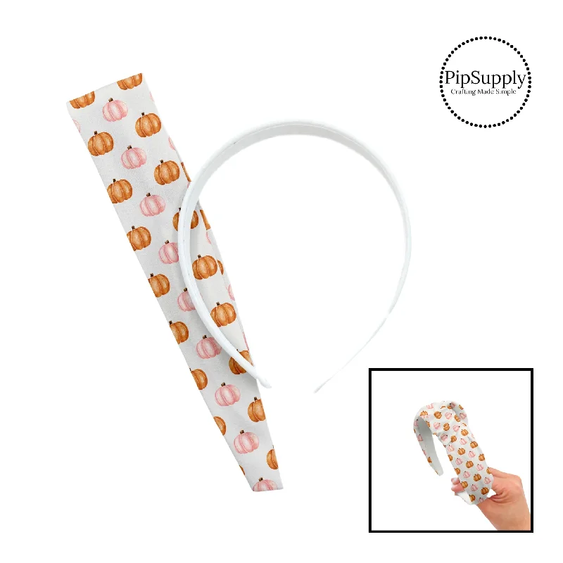 Autumn Orange and Pink Pumpkins DIY Knotted Headband Kit