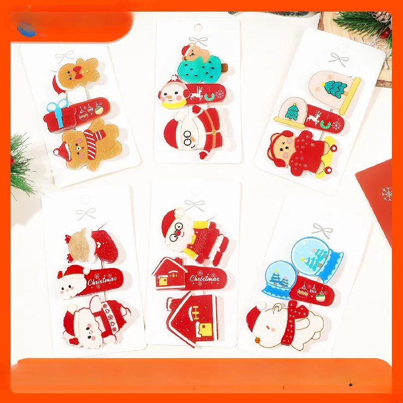 Wholesale 3pcs/pack Christmas Small Hairpin Card Cartoon Cute Bangs Clip Crushed Hair Top Clip