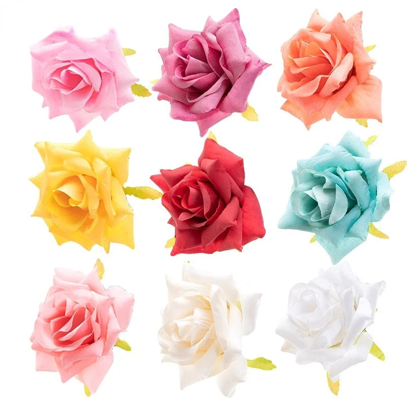 Wholesale Real Fabric Rose Flowers Hair Scrunchies