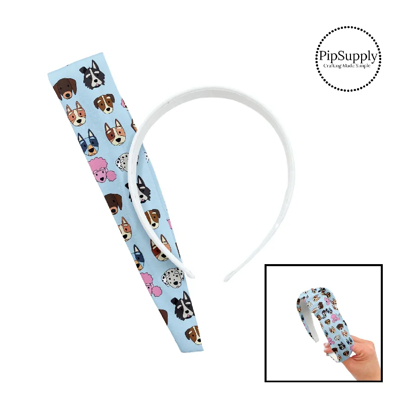 Blue Dog on Baby Blue DIY Knotted Headband Kit