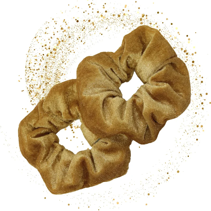 Gold Velvet Scrunchies - 2 Pack