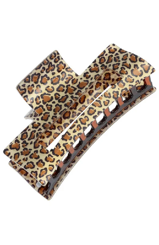 Large Cutout Rectangle Jaw - Golden Leopard