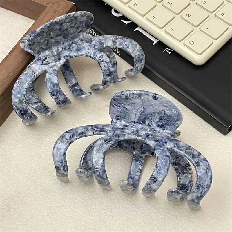 Wholesale Blue Pattern Acetate Octopus Hair Clip