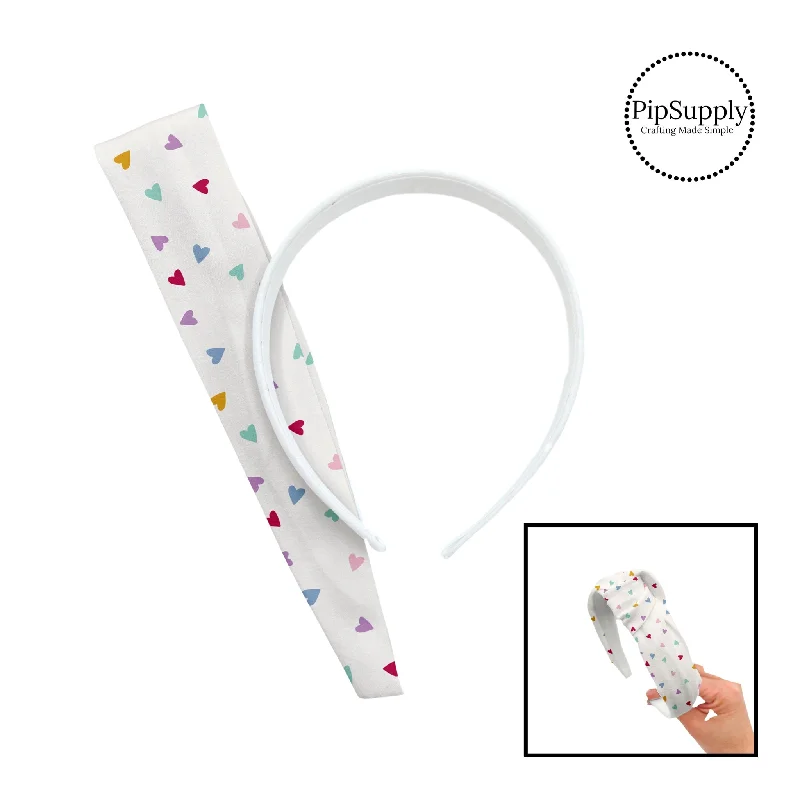 Tiny Multi Hearts on Cream DIY Knotted Headband Kit