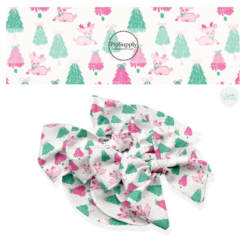 Dainty Deer and Trees Hair Bow Strips